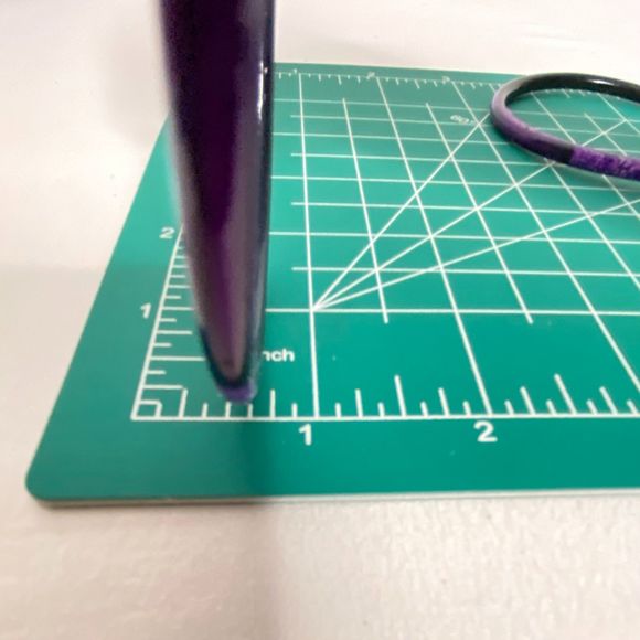 Glass Bangle Bracelets Set Of Two Purple Base Lavander Floral Design - Picture 7 of 7